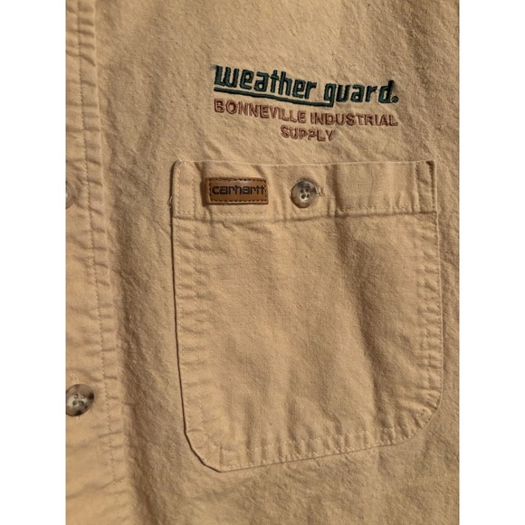 Carhartt Shirt Men XL Khaki Rugged Flex Professional Work Wear Embroidered - Picture 3 of 8